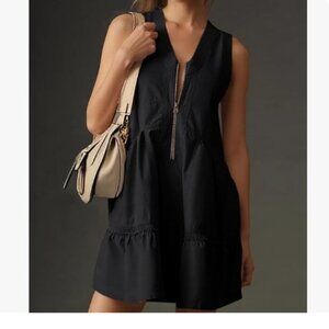 Women's Sleeveless Tank Mini Dress Casual Half Zip V Neck size medium